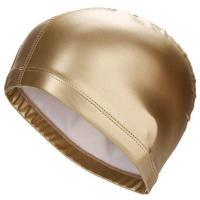 Gorro De Natación De Tela PU Para Hombres Y Mujeres Impermeable Protección De Oídos Y Cabello Largo Tamaño Extra Grande Para Adultos Colores Variados Negro Gris Blanco Rosa Fútbol Rojo Naranja Amarillo Oro - details 16