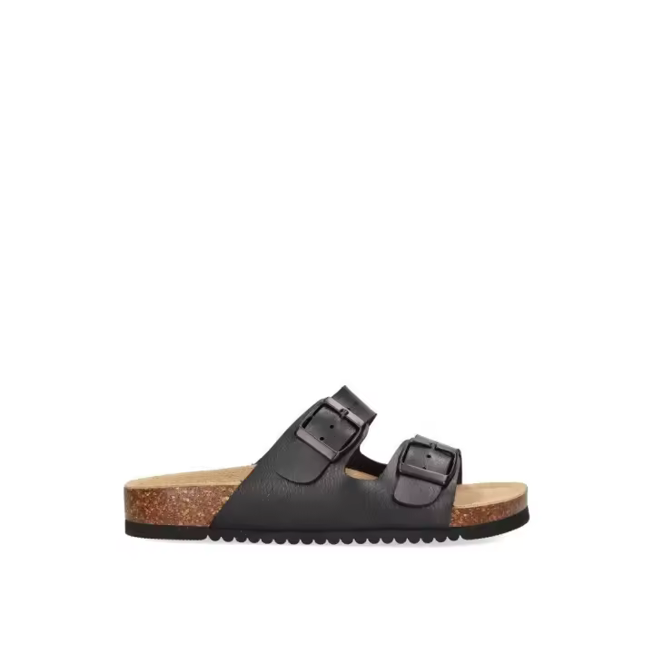 SANDALIA PISO BIO DOBLE HEBILLA ETIKA ARENAL 10015 MUJER, NEGRO - 1