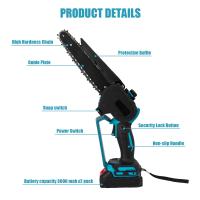 Tronçonneuses électriques sans balais, mini scie à élaguer, travail de calcul, coupe de jardin, outils électriques pour batterie Makita 21V, 8 pouces, 2000W, 21V，2 enchufe de la UE de la batería - details 1