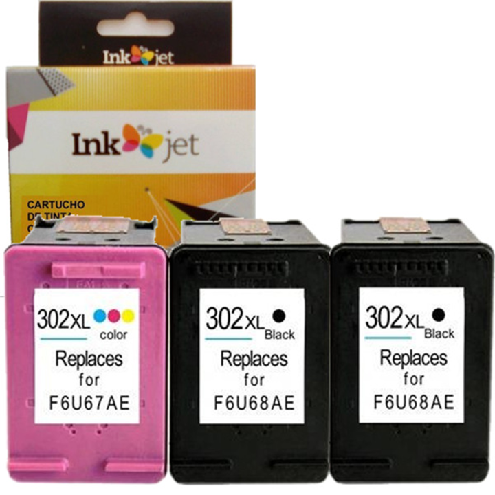 HP 302XL pack 3 tinteiro Compatible 302XL (F6U68AE/F6U66AE, F6U67AE/F6U65AE)