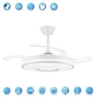 Akunadecor - PROMO Ventilador de techo DECO con motor DC 6 velocidades Tecnología Led muy eficiente 45W tres tonalidades, Control remoto con temporizador, luz REGULABLE en color e intensidad, MEMORIA motor inverter verano/invierno ultra silencioso. - details 1