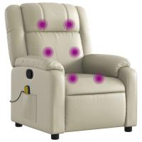 vidaXL Sillón de masaje reclinable cuero sintético Negro, Crema, Gris Sillon Dormitorio Sillon Comodos Silla Relax Sillón Sofá - details 2