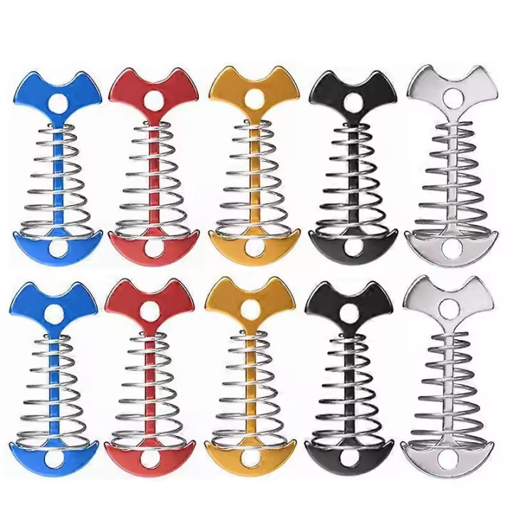 10 piezas de clavijas de anclaje ajustables para suelo de tablones, con hebillas para toldos de exterior, clavos fijos para camping - 1
