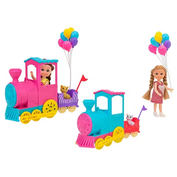 MINI MUÑECA C/TREN/GATO/GLOBOS - 1