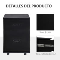 HOMCOM Cajonera de Oficina y Hogar Tipo Archivador de Madera Móvil con Ruedas y 2 Cajones 41x39x58cm Negro - details 5