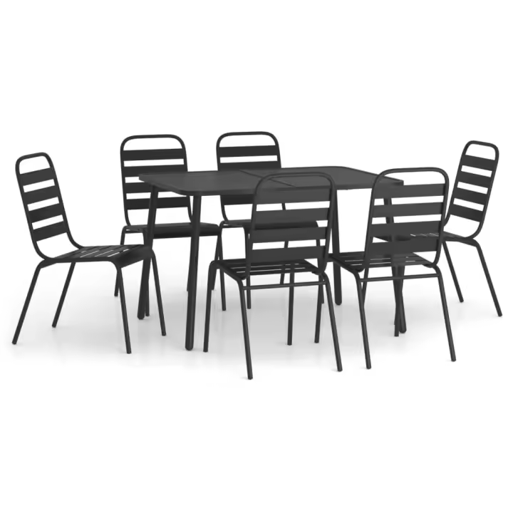 vidaXL Juego de comedor de jardín 7 piezas acero gris antracita - 1