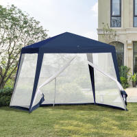 Cenador con mosquito 3x3m, Tienda gazebo Azul de metal y poliéster,Gazebo de Jardín 3x3m with Mosquitera Antimosquitos - Estructura Metálica Resistant y Tela Poliéster Impermeable, Azul (Montaje rápido) - details 2