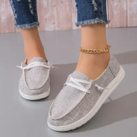 Zapatos Deportivos Casuales Para Mujer Ligeros Y Antideslizantes Zapatillas Planas Con Cordones Para Exteriores Zapatos De Mezclilla - details 7