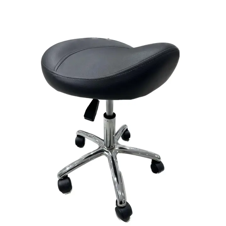 TABURETE DE PELUQUERIA,SILLA DE PELUQUERIA,ASIENTO DE MATERIAL CUERO SINTETICO Y DISEÑO ERGONOMICO,ALTURA REGULABLE,GIRATORIO Y BASE ESTABLE CON 5 RUEDAS,TABURETE TRABAJO PARA COSMETICA ,DENTISTA, MANICURA  Y PEDICURA - 1