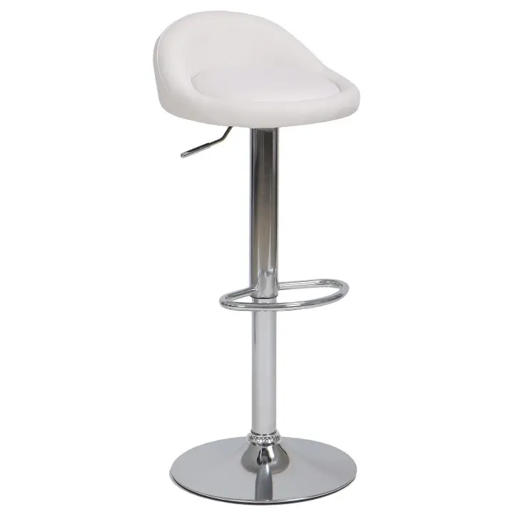 Taburete ALIVERI, cromado, similpiel blanca - 1
