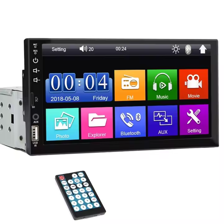 Radio De Coche 7 Pulgadas 1 Din Reproductor MP5 Táctil Pantalla Multimedia FM ISO Entrada Auxiliar USB Bluetooth Conexión Espejo Universal Autoradio - 1