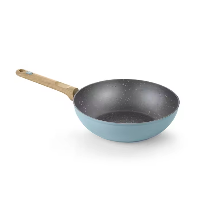 Bra - Wok Nordik 28 cm, Aluminio Fundido, Revestimiento Antiadherente, Apto Inducción, Mango Imitación Madera, Fácil Limpieza - 1