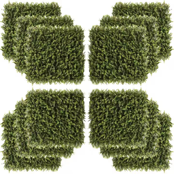 Outsunny Pack de 12 Setos de Pared de Plantas Artificiales 50 x 50 cm Protección UV Pantalla de Privacidad Diseño de Hierba Flotante Planta de Seto para Decoración de Jardín al Aire Libre - 1