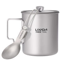 Lixada Taza De Café De Titanio 750ml Con Press Francés Y Cuchara Plegable Para Camping Y Cocina Al Aire Libre - details 3