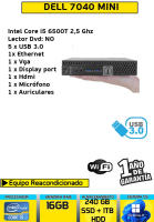 Ordenador Sobremesa Dell Optiplex 7040 Mini Core I5 16gb Memoria Ram 240gb ssd Windows + 1 TB hdd windows 11 - details 0