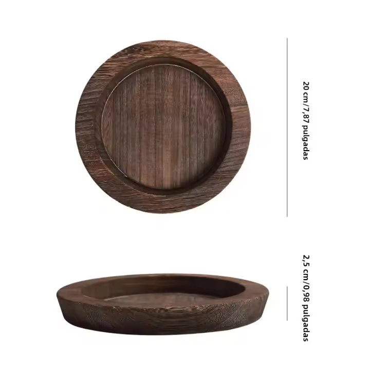 Tazón De Madera Redondo Para Mesa De Café Soporte Para Velas Decoración Del Hogar Tenedor De Servicio Pequeño Multipropósito Estilo Rustico - 1