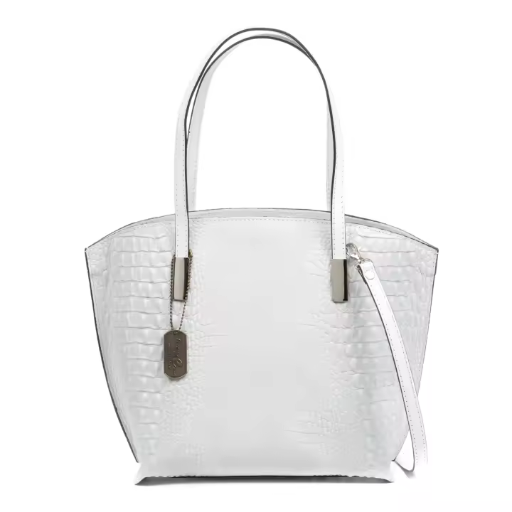 FIRENZE ARTEGIANI Ada bolso tote mujer. Piel auténtica Gamuza grabado cocodrilo. Fabricado en Italia 41x17x29 Cm. - 1