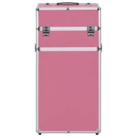 vidaXL Maletín trolley de maquillaje de aluminio rosa - details 1