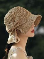 Sombrero De Paja Tejida De Verano Para Mujer Moda Con Lazo Antirreflectante Plegable Para Viajes Sombreros De Playa Panama Dulce - details 5