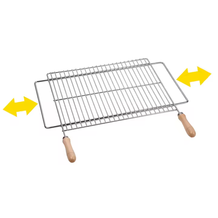 Parrilla Extensible para Barbacoa Sauvic - Modelo 60x40 Cm - Extensible Hasta 10 Cm - Zinc Resistente - 1