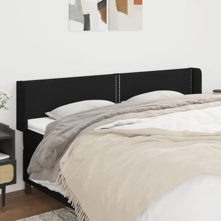 vidaXL Cabecero de tela negro 163x16x78/88 cm - 1