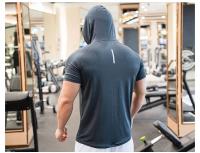 Sudadera De Carrera Para hombreQuick Drying Muscle Shirt Con Capucha Corta Para Gimnasio Y Entrenamiento Deportivo - details 8