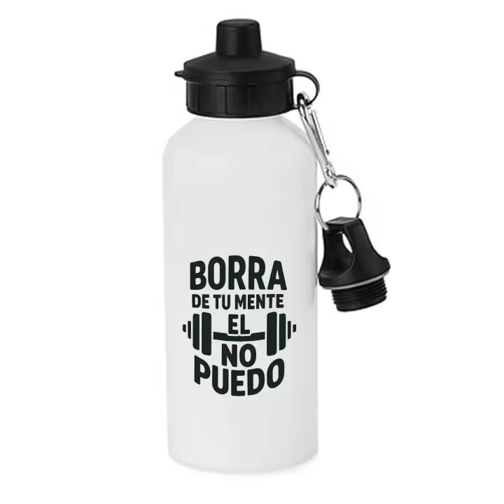 MERCHANDMANIA Bidón deportivo 600 ml acero inoxidable con chupón frase motivadora borra de tu mente el no puedo botella escolar deporte bicicleta - 1