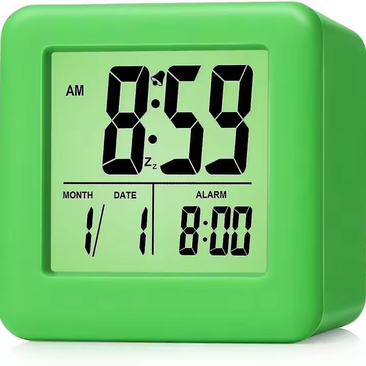 Reloj despertador de viaje, función de repetición, luz nocturna suave, bonita funda de silicona, digital - 1