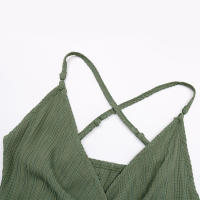 Vestido JIM & NORA De Verano Con Cuello En V Y Falda Ajustada De Cintura Alta Estilo Européen Y Norteamericano Nuevo Con Detalle De Lace-up En La Espalda - details 8