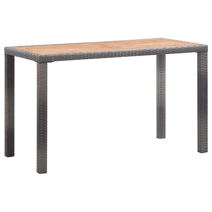 vidaXL Mesa de jardín madera maciza acacia gris y marrón 123x60x74 cm en color Antracita y marrón/Antracita | estructura resistente ideal para salón dormitorio o estudio - 1