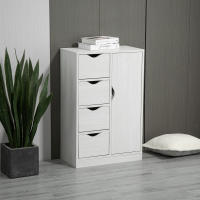 HOMCOM Armario de Salón Aparador Auxiliar con 4 Cajones 1 Puerta y Estante Interior Mueble de Almacenaje Multiusos para Baño Dormitorio Comedor 54x29x83 cm con Grano de Madera - details 1