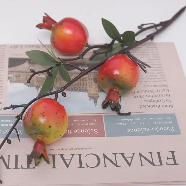 Rama De Frutas Artificiales De Persimón Para Decoración De Hogar Halloween Thanksgiving Y Navidad Falsa Flor De Esponja Para Invierno - 1