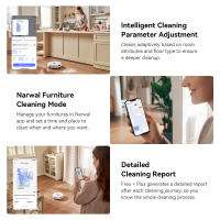 Aspiradora y trapeador robot Narwal Freo X Plus con vaciado de polvo incorporado, potente succión de 7800Pa, cepillo flotante sin enredos, control por Alexa/Google Assistant/APP, ideal para pelo de mascotas y suelos duros de madera - details 16
