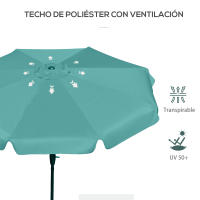 Outsunny Sombrilla de Jardín Ø266x248,5 cm Protección UV50+ Parasol de Aluminio Inclinable con Techo de Ventilación y Manivela para Terraza Balcón Exterior - details 4