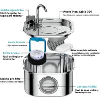 Fuente De Agua Para Mascotas SINGWEDA 304 Acero Inoxidable 3.2L 108oz Auto Filtro Silencioso Para Gatos Alimentador Automático - details 6