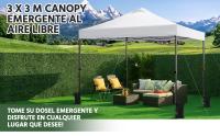 Carpa Plegable 3x3M Altura Ajustable 262-282cm Cenador para Jardin Gazebo de Patio para Camping Playa,con Bolsa de Transporte, Resistente al Viento Blanco - details 0