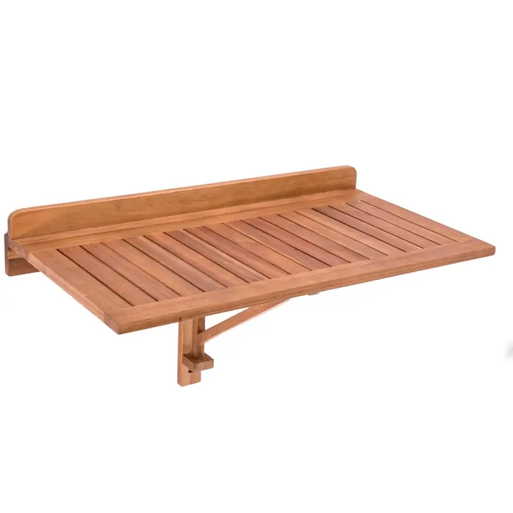 Lola Home Mesa abatible de jardín Nina de acacia maciza marrón de 45x47x80 cm - 1