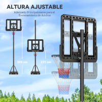 HOMCOM Canasta de Baloncesto de Exterior con Altura Ajustable 220-365 cm Aro de Baloncesto con Soporte Canasta de Baloncesto con Ruedas Base Rellenable Negro - details 3