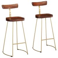vidaXL Taburetes de barra 2 uds 49x43x103 cm madera maciza mango en color Negro/marrón oscuro y negro/Marrón y más | cómodas modernas ergonómicas para comedor cocina salón hogar - details 2
