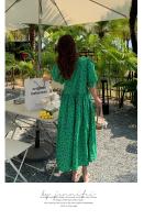 Vestido De Mujer Verano Floral Impresión Manga Corta Estilo Casual Elegante Suelto A-Line Cuello Redondo Botones Longitud Media Pierna - details 1