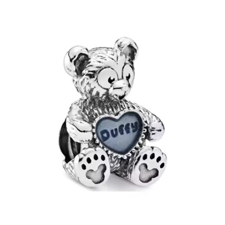 Pandora Charm de Colgante en Plata de Ley Charm de Disney - Osito Duffy con Corazón，Incluye Caja Original - 1