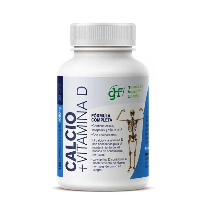 Calcio + Vitamina D masticable 1g 100 comprimidos GHF - 1