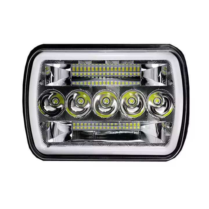 Faros LED Rectangulares 5x7 7x6 Pulgadas H6054 Ambar/Blanco DRL Sealed Beam Compatible Con XJ Para Coche - 1