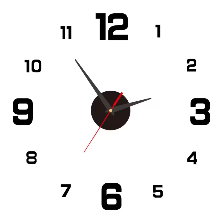 Reloj de pared 3D large de 40 cm with números adhesivos Reloj de pared digital DIY, Movimiento Silencioso, Modern Estilo, Ballroom de estar, Dormitory, Cocina, Negro - 1