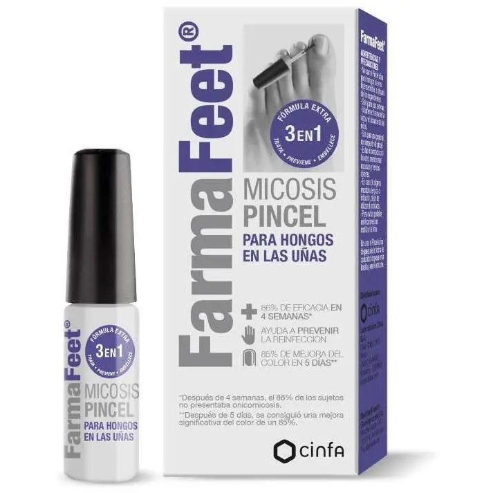 Cinfa FARMAFEET 3 en 1 Tratamiento Completo para Micosis 4 Ml - Esmalte Protector para Uñas - 1