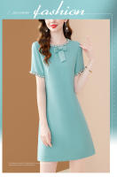 Vestido A-Line Elegante Para Mujer EVNISI Con Bordado En Flares Y Cuello En Escarf Oficina Moda Verano Cierre De Cremallera Longitud De Rodilla Polyester - details 1