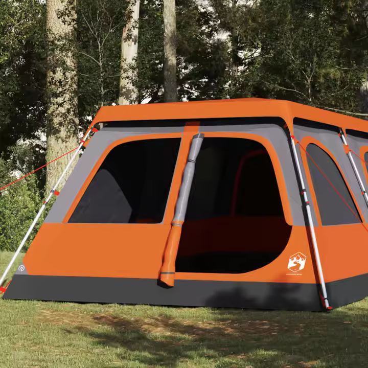 vidaXL Tienda de campaña iglú 8 personas apertura rápida gris/naranja - 1