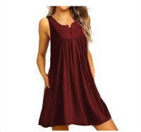 Vestido De Verano Para Mujer Talla S-5XL Estilo Casual Prenda Interior Con Botones Pleated Vintage Largo Hasta La Rodilla - details 17