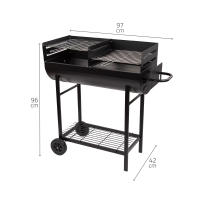 Aktive Barbecue - Barbacoa rectangular de carbón, 97x42x96 cm, estructura de metal, con ruedas, fácil transporte, doble parrilla, regulable, para terrazas, jardín, exterior, depósito cenizas - details 3