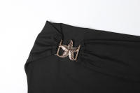Vestido Elegante De Mujer Sin Cintura Con Collar Swing Y Abertura Alta En Espalda Con Hebilla De Metal Estrella De Cinco Puntos Vestidos De Baile - details 8